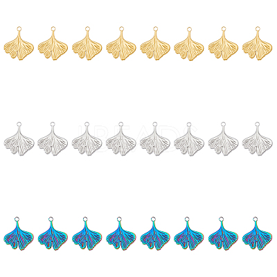 24Pcs 3 Colors 201 Stainless Steel Pendants Ion Plating(IP) STAS-DC0013-48-1