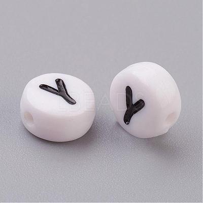 Acrylic Horizontal Hole Letter Beads X-PL37C9070-Y-1