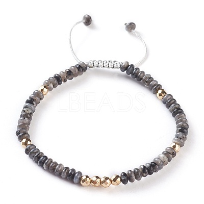 Natural Larvikite Braided Bead Bracelets BJEW-O175-C06-1
