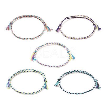 5Pcs Macrame Cotton Braided Cord Anklets Set AJEW-AN00486-04-1