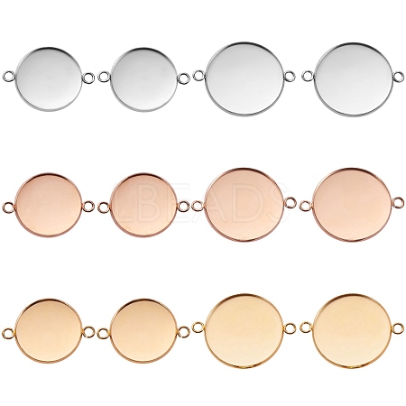 12Pcs 6 Style 304 Stainless Steel Cabochon Connector Settings STAS-SZ0001-42-1