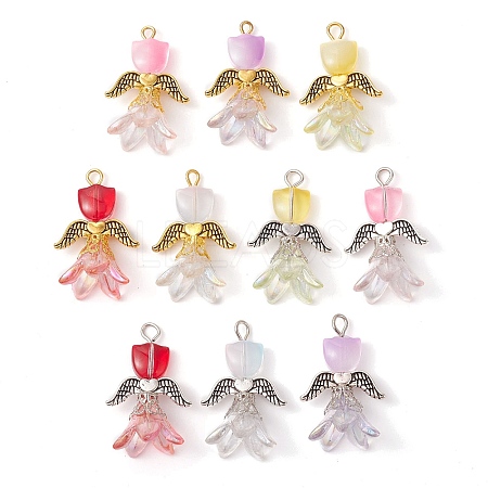 10Pcs Transparent Acrylic and Glass Pendants PALLOY-JF02446-1