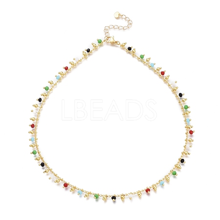 Brass Handmade Colorful Glass Beaded Necklaces NJEW-JN03134-1