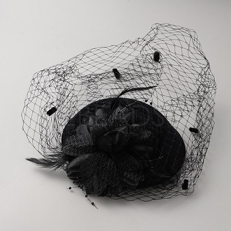 Women's Fascinators Feather Hat for Party Decoration AJEW-WH0650-72-1