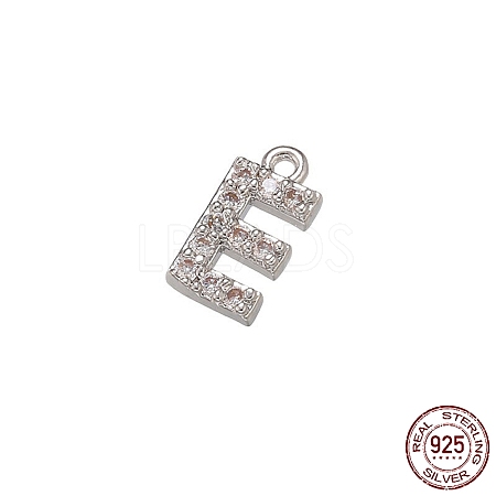 Real Platinum Plated Rhodium Plated 925 Sterling Silver Micro Pave Clear Cubic Zirconia Charms STER-P054-10P-E-1