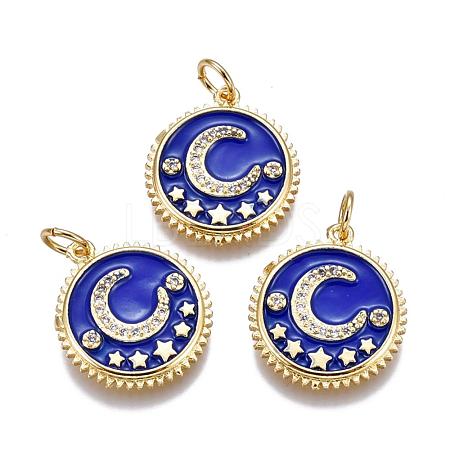 Brass Micro Pave Cubic Zirconia Pendants KK-O113-04G-C-1