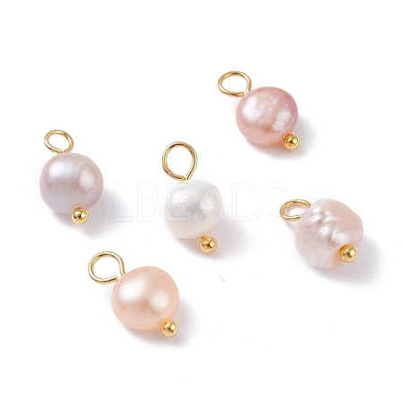 Natural Cultured Freshwater Pearl Charms PALLOY-JF01098-02-1