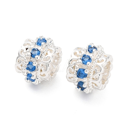 Brass Micro Pave Cubic Zirconia European Beads KK-H513-06S-1