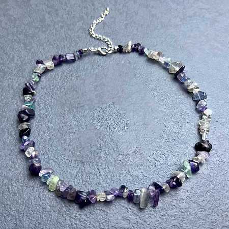 Natural Fluorite Chip Beaded Necklaces for Women IW6789-13-1