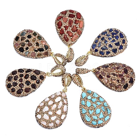 Polymer Clay Rhinestone Pendants RB-S056-11A-G-1