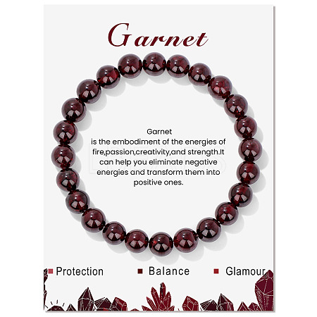 Synthetic Garnet Beaded Stretch Bracelets LS-PW-WG7FE75-06-1-1