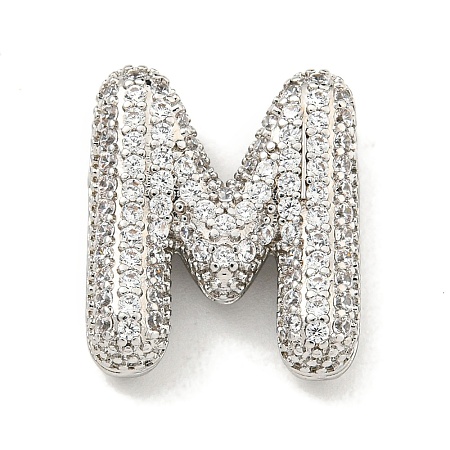 Platinum Plated Brass Micro Pave Cubic Zirconia Pendants KK-L073-001P-M-1
