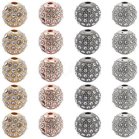 20Pcs 4 Colors Alloy Rhinestone Beads FIND-PA0001-20-1