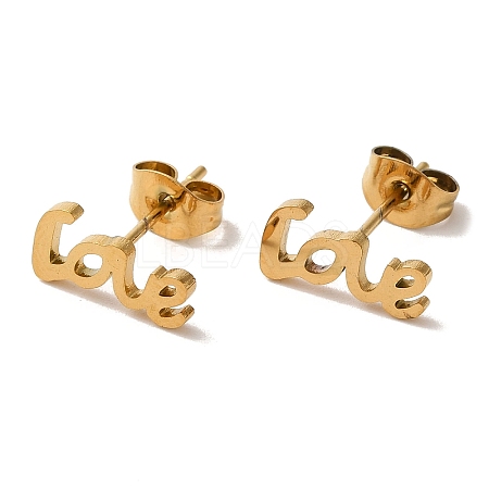 PVD Vacuum Plating 304 Stainless Steel Stud Earrings EJEW-Z040-32G-1