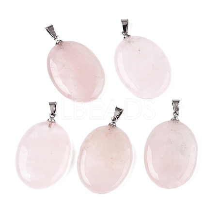 Natural Rose Quartz Pendants G-T138-207B-1