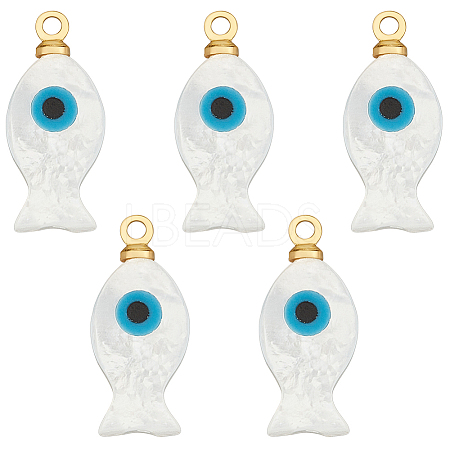 5Pcs Natural White Shell Pendants SHEL-BC0001-051-1
