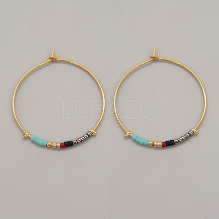 Bohemian Handmade Glass Seed Beads Hoop Earrings AM1646-5-1
