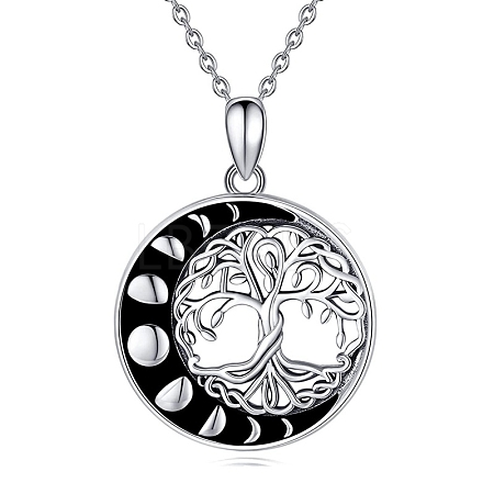 Rhodium Plated 925 Sterling Silver Tree of Life Pendant Necklaces PW-WGD3068-01-1