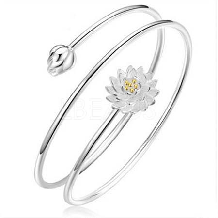 Lotus Wrap Brass Bracelet for Girl Women BJEW-BB44869-1