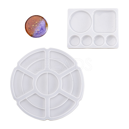 2Pcs 2 Style DIY Palette Silicone Fondant Molds DIY-BG0001-13-1