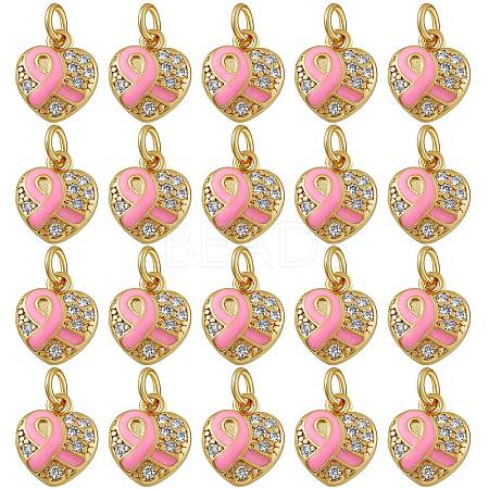 20Pcs Brass Micro Pave Clear Cubic Zirconia Charms KK-SZ0004-72-1