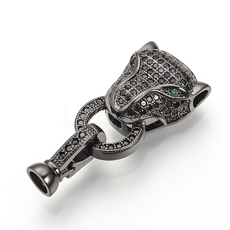 Brass Micro Pave Cubic Zirconia Fold Over Clasps ZIRC-S058-03B-1