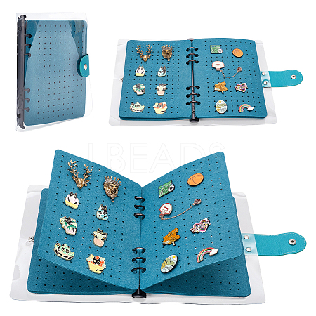 Felt Cloth Brooch Storage Loose-leaf Binder Notebook Albums with PVC Plastic Cover AJEW-WH0314-359-1