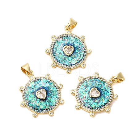 Brass Micro Pave Cubic Zirconia Pendants KK-K385-132G-1