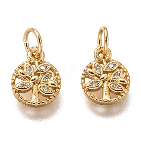 Brass Micro Pave Clear Cubic Zirconia Charms ZIRC-B002-66G-1