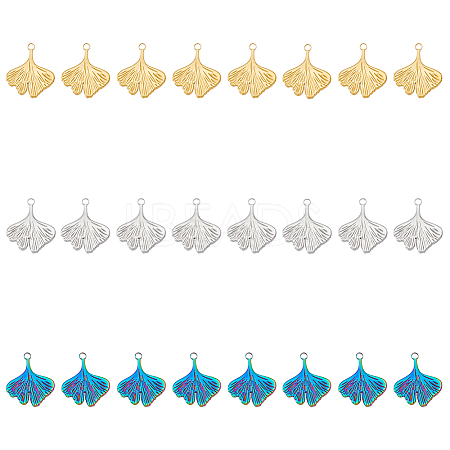 24Pcs 3 Colors 201 Stainless Steel Pendants Ion Plating(IP) STAS-DC0013-48-1