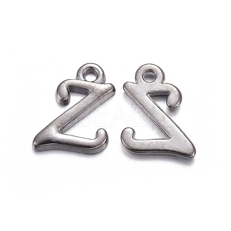 Gunmetal Plated Alloy Letter Pendants PALLOY-P097-03-Z-1