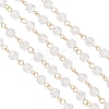 Handmade 304 Stainless Steel Glass Rondelle Link Chains AJEW-JB01460-5