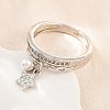 Brass Micro Pave Cubic Zirconia Finger Rings for Women CU-CBA0A21-03P-1