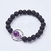 Natural Lava Rock Beads Stretch Bracelets BJEW-JB02838-2