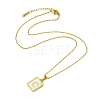 Ion Plating(IP) Rectangle with Initial Letter 304 Stainless Steel Pendant Necklace NJEW-R265-04G-C-3