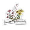 Book with Flower Pattern Self-Adhesive Picture Stickers DIY-P069-02-5