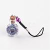 Flat Round Glass Bottle with Glass Caviar Nail Beads inside Phone Mobile Accessories HJEW-JM00188-04-1