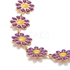 Enamel Daisy Link Chain Necklace NJEW-P220-01G-02-2