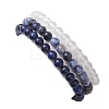 3Pcs 3 Style Natural Mixed Stone Round Beaded Stretch Bracelets BJEW-JB10178-03-5