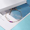 Natural Dyed Malaysia Jade Link Anklets for Women AJEW-AN00474-05-2