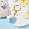 Flower Acrylic Imitation Gemstone Pendant Keychain KEYC-JKC00692-01-3