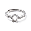 Adjustable Rhodium Plated 925 Sterling Silver Clear Cubic Zirconia Ring Components STER-C011-05P-2