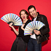 1Pc Bamboo with Oxford Fabric Glitter Powder Folding Fans AJEW-SP0003-77E-6