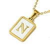 Ion Plating(IP) Rectangle with Initial Letter 304 Stainless Steel Pendant Necklace NJEW-R265-04G-N-1
