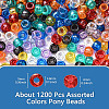 1200Pcs 10 Colors Transparent Plastic Beads KY-YW0001-83-2