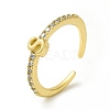 Clear Cubic Zirconia Initial Letter Open Cuff Ring RJEW-H120-09G-S-1