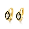 Enamel Horse Eye Hoop Earrings with Clear Cubic Zirconia EJEW-E270-05G-2