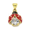 Rack Plating Brass Micro Pave Clear Cubic Zirconia with Enamel Pendant X-KK-B091-37G-02-1