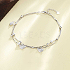 Brass Ginkgo Leaf Charm Double Layer Anklets for Women FS-WG31713-01-2