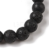 8mm Round Natural Lava Rock Braided Bead Bracelets BJEW-C067-01B-09-3